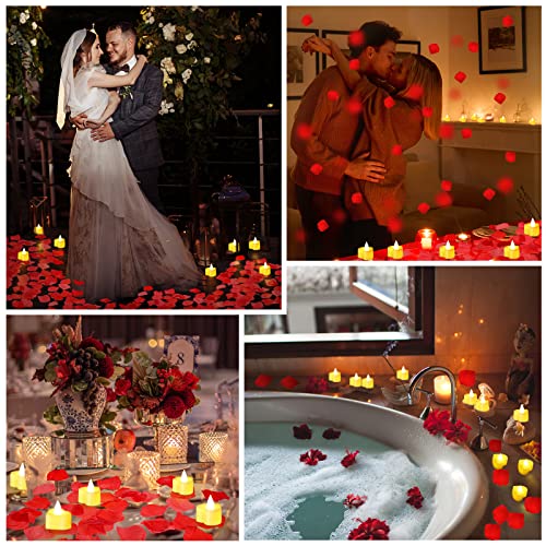 Image of Coume 6000 Pcs Artificial Rose Petals and Candles Set, Warm White Light