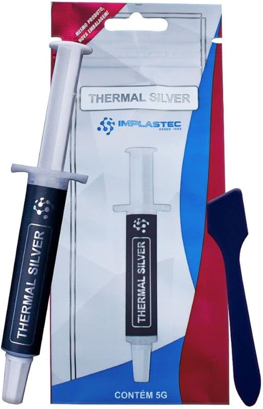 Implastec Pasta Térmica Thermal Silver Seringa 5g Prata – Kit com 3 Unidades