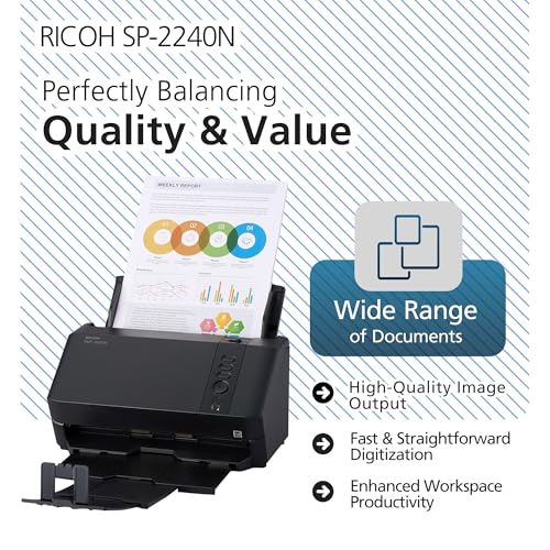 Image of RICOH SP-2240N Easy-to-Use Compact Color Duplex Document Scanner with Automatic Document Feeder (ADF) and Twain Driver