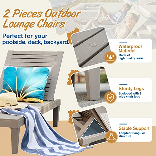 Gunji Lounge Chairs For Outside Patio Adjustable Chaise Lounge Outdoor Lounge Chairs Set Of 2 Waterproof Pool Chairs Sun Loungers For Garden, Deck, Poolside And Beach #TOP4