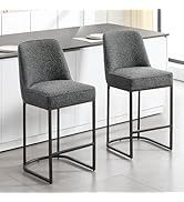 BFZ 27" H Counter Height Bar Stools Set of 2, Modern Bar Stools with High Back, Black Metal Frame...