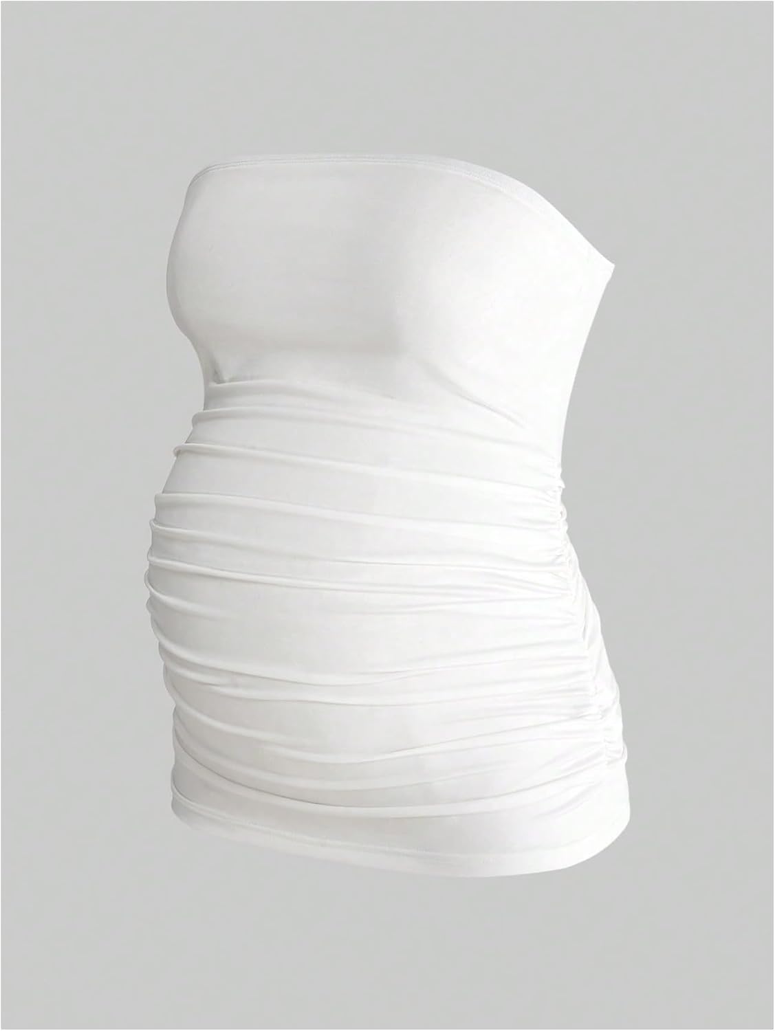 MakeMeChic Women's Maternity Clothes 2 Pack Tube Tops Open Back Ruched Strapless Bandeau Tops