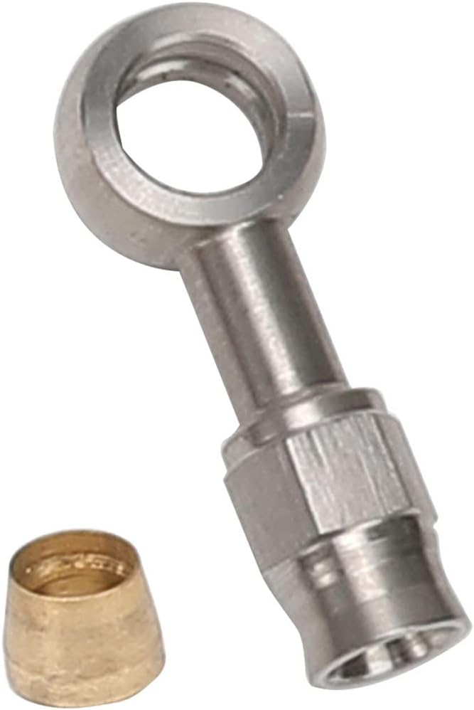 AC PERFORMANCE Stainless Steel Brake Fitting Straight Banjo Eye Hole Diameter 11.2mm to -4 AN PTFE Hose End for Braided Brake Hose With Nut & Olive (Full Length 48.5mm)