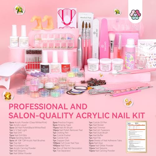 SAVILAND Acrylic Nail Kit with Drill: Professional Nail Kit Acrylic Set for Beginners with Everything Gel Polish U V Light Decorations for Home Salon Gift Set2