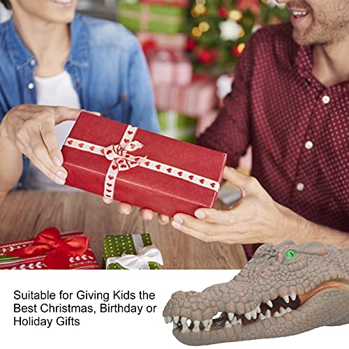 Fantoches de mão com cabeça de crocodilo, fantoche de jacaré portátil de borracha de PVC para crianç