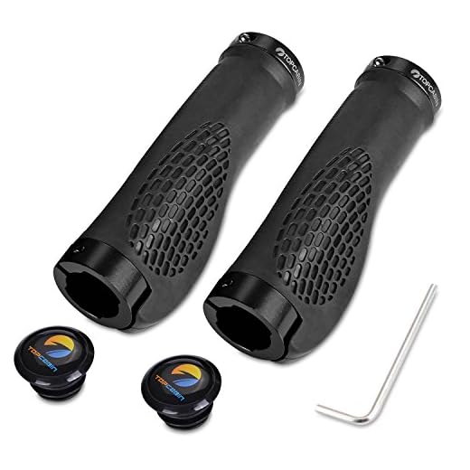 TOPCABIN Bike Grips,Ergonomic Design Bicycle Grips Widen Holding Rubber Bike Handlebar Grips with Aluminum LockGrips for Bike Mountain Road MTB