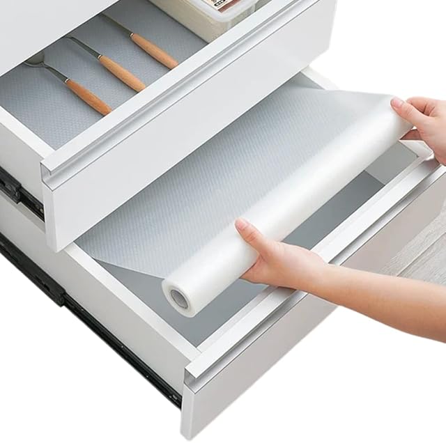Kitchen Drawer Liners by Lindas Essentials (45 x 500cm) - Cupboard Liners Kitchen Non Slip Shelf Mat & Fridge Liners that Protects Against Spills - Multi-Use Shelf Liners for Kitchen Cabinets