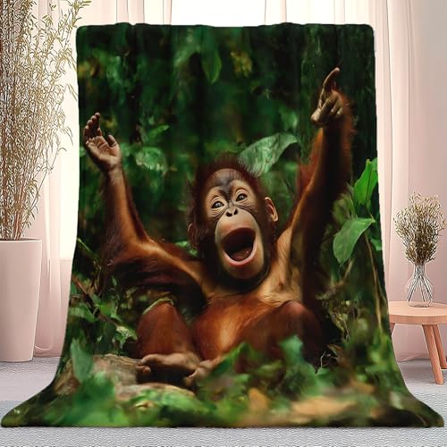 Blanket Baby Size All Season Fuzzy Throw Soft Warm Lightweight Nature Baby Gorilla Blanket Fleece Throws Flannel Blankets for Bed Sofa Couch Travel Home Living Room Decor 27 x 40, Green
