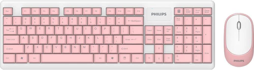 Philips SPT6314 Wireless Keyboard And Mouse Combo, C314 Pink