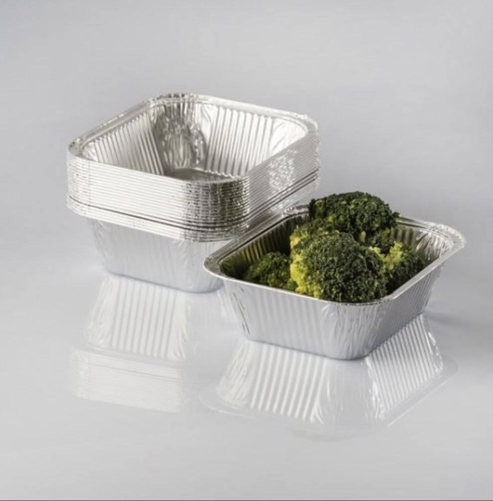 Vaschette Alluminio Senza Coperchio Per Forno Tradizionale E Microonde Contenitori Alimenti Senza Coperchio Coperchio Resistenti (125X100X34 MM- 3000 PZ)