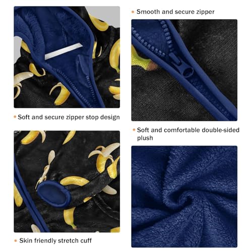 CHIFIGNO Yellow Bananas Black Toddler Boy Comfy Thick Fleece Outerwear Jackets with Polar Fleece Lining 3T3