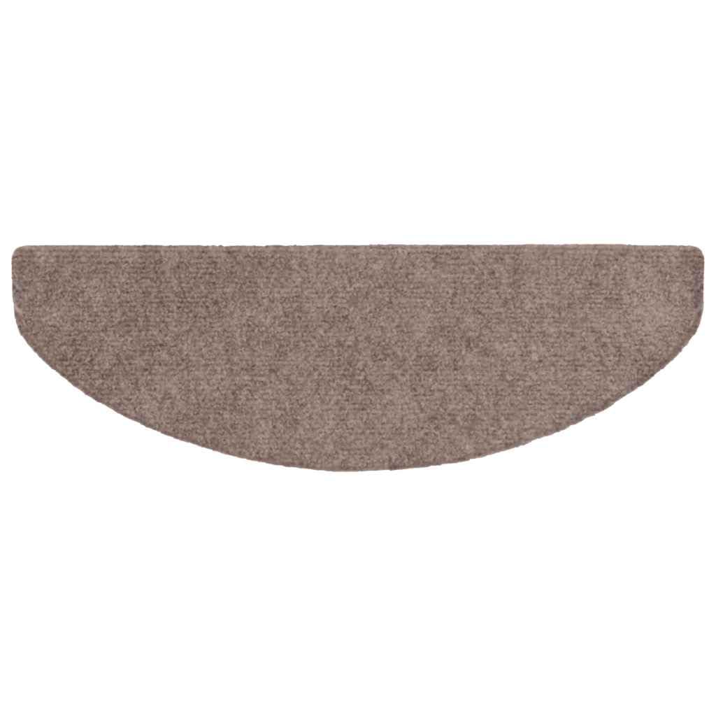 Maty na schody, samoprzylepne, 15 szt., 65 x 21 x 4 cm, jasnobrązowe, półokrągłe, z polipropylenu, antypoślizgowe i nadają się do prania, z ochroną schodów i hałasu, do wnętrz, dla zwierząt
