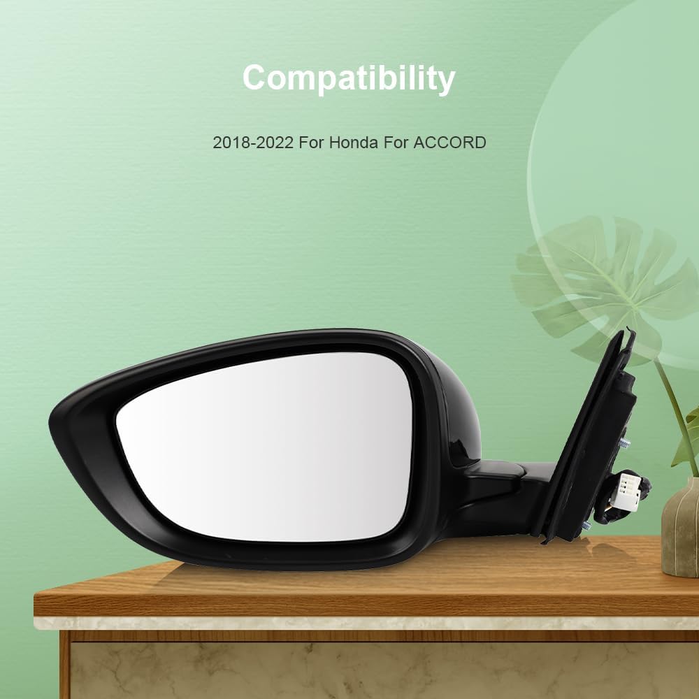 SCITOO Driver Side View Mirror Compatible with 2018-2022 For Honda For ACCORD Power Non-Heated 3Pins Left Outside Exterior Mirror HO1320328