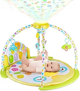 Cloyster Baby Gym and Playmats - Kick and Play Piano Baby Play Mat for Infants and Newborn - Baby Activity Gym Playmat with Rotating Star Mobile & Star Projector - Machine Washable