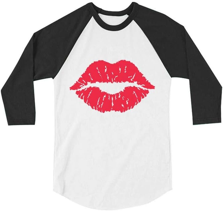 Tstars Red Lips Cute Valentine's Day Casual Girls' Toddler Raglan 3/4 Sleeve Baseball Tee