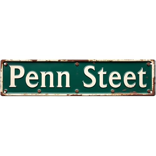 Decorative Tin Sign 16 * 4 Inch Penn Steet Street Sign - Great for Living Room, Backyard, Bar - Indie Room Decor, Street Signs, Man Cave Decor