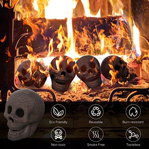 Lazy Tiger Fire Pit Skull, Reusable Ceramic Fireproof Fireplace Skull, For Parties, Bonfire, Fireplaces And Halloween Decor #TOP4