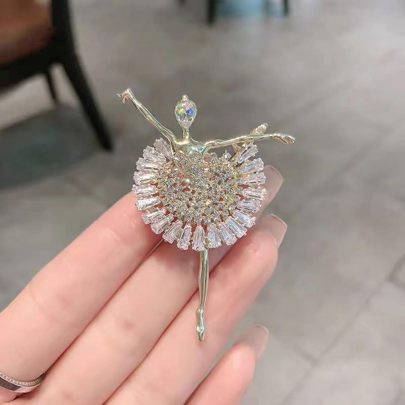 Image of 2 Pieces Fashion Ballerina&Violin&Cherry Blossom&Pipa&Peony Flower Brooch Woman High-end Artistic Temperament Pin Personality Cute Suit Coat With Accessories