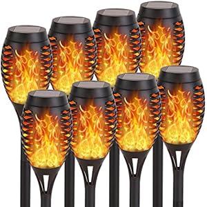 Upgraded Solar Outdoor Lights , 8 Pack Solar Lights for Outside with Flickering Flame, Solar Torch Flame Lights, Mini Solar Landscape Lights Outdoor Waterproof for Pathway, Porch, Yard Decorations