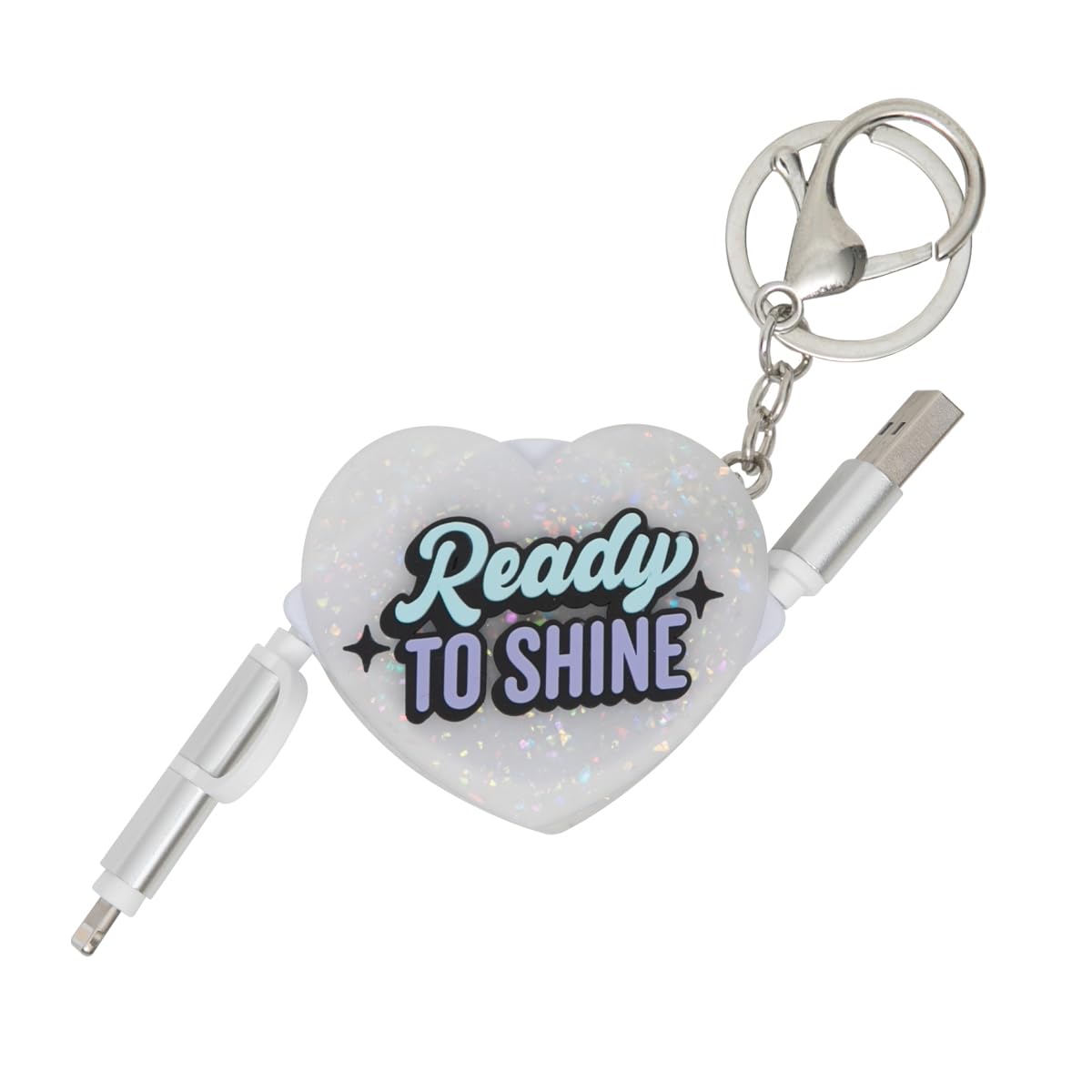 Mr. Wonderful Keyring with Phone Charger - Ready to Shine x x, Multi-Colour, One Size