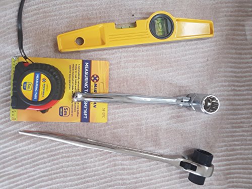 BBI LTD Ratchet Podger Spanner Steel Erecting Scaffold Tool Set Quality Kit 4 Professional Scaffolders Work (1721,716,Level,Tape)