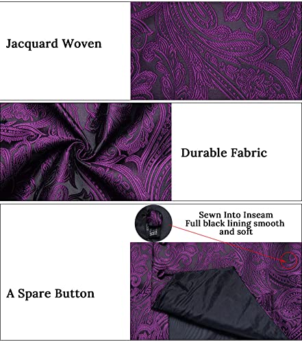 Image of DiBanGu Mens Paisley Vest Silk Sleeveless Suit Vest and Neck Tie Pocket Square Cufflinks Set for Wedding Formal