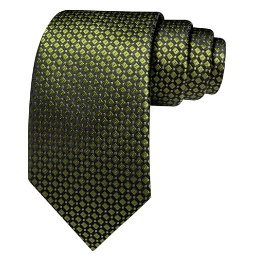 Image of YOHOWA Men Plaid /Striped Ties Set Silk Business Wedding Formal Fashion Necktie and Pocket Square Cufflinks Set