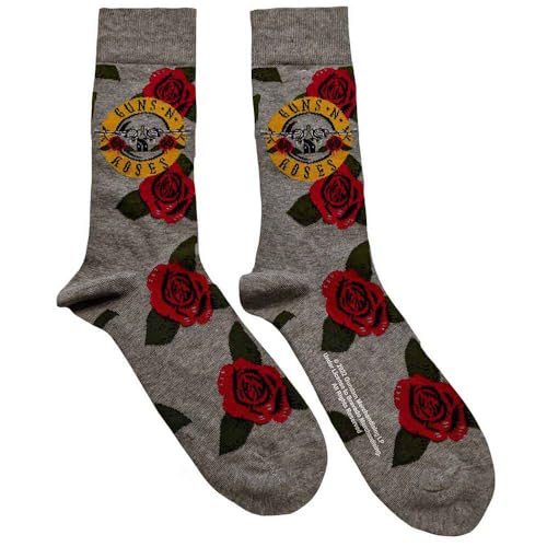 Guns N' Roses Socken Bullet Roses Nue offiziell Unisex Grau Ankle (UK SIZE 7 - UK Size 7-11