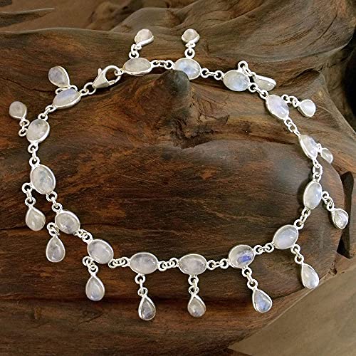 Novica Handmade Moon Dancer - 925 Sterling Silver Rainbow Moonstone Anklet, Silver Anklets, Anklet Bracelets For Women, Anklets Charm Bracelets, Handmade Womens Ankle Bracelets, Silver Jewelry #TOP1