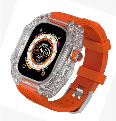 Boîtier montre transparent 49mm anti-choc pour Apple Watch avec bracelet caoutchouc durable - 7
