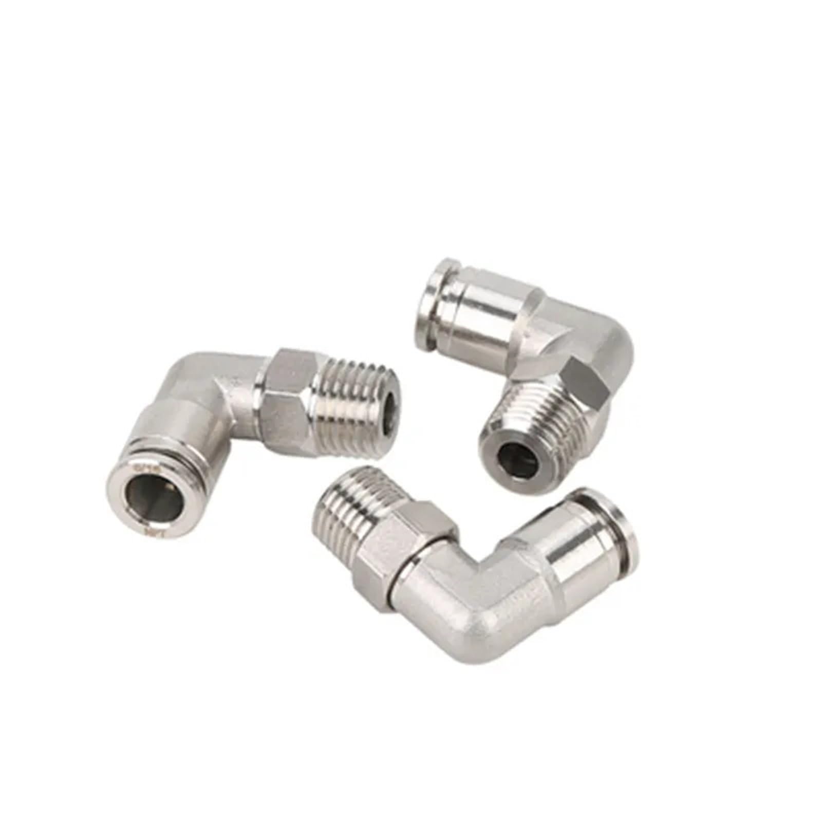 SERDAS PL4-02 PL Pneumatischer Edelstahlverbinder BSP4 mm-12 mm Schlauch, 1/8 Zoll, 1/4 Zoll, 3/8 Zoll, 1/2 Zoll Außengewinde, pneumatisches Rohr, Winkelverbindungsrohr (PL4-02), 4 Stück