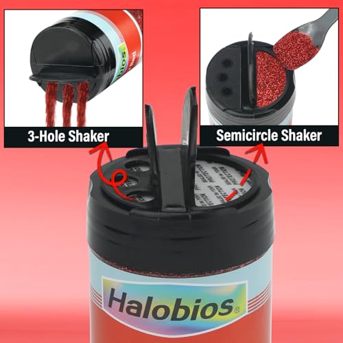 Halobios Feiner Glitzer, 180g Rubinrot Bastelglitzer für Party und Kunstunterricht, Körpernagelglitzer für Bühnen-Make-up.