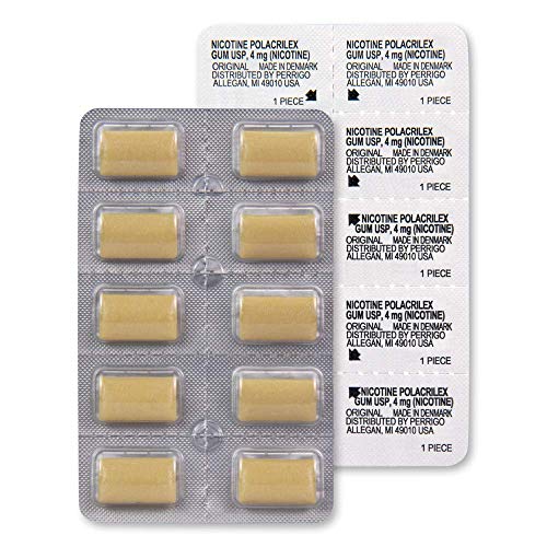 Image of Amazon Basic Care Nicotine Polacrilex Uncoated Gum 4 mg, Original Flavor, Stop Smoking Aid, Reduces Withdrawal Symptoms and Nicotine Cravings, 310 Count