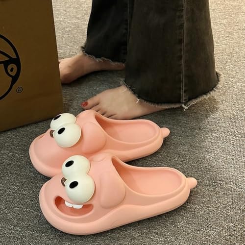 Cartoon Big Eye Dog Slippers for Women Comfy Closed-Toe Flat Slide Funny Indoor Bathroom Shoes Non-Slip Beach Pool Sandals4