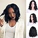 14" Black Curly Wigs Women Short Wig Wavy Synthetic Hair Replacement Middle Part Daily Cos Play + Free Wig Cap tlwig529