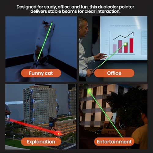 Image of Climberty USB-C Rechargeable Dual-Color Laser Pointer with Green 3000m Range & Red 1000m Range, Aluminum Laser Light Pen for Presentation, Teaching, Pet Play