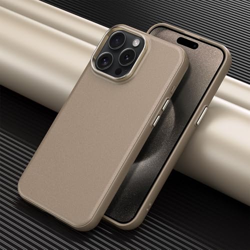 Coque de protection cuir PU iPhone 15 14 13 Pro Max étui magnétique antichoc marron