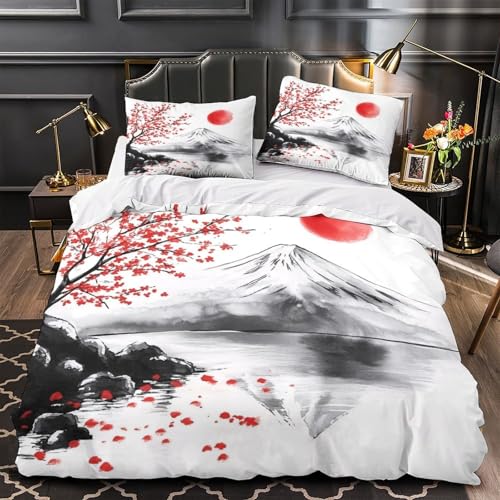 Linge de lit imprimé 3D floral housse couette 260x220cm zip