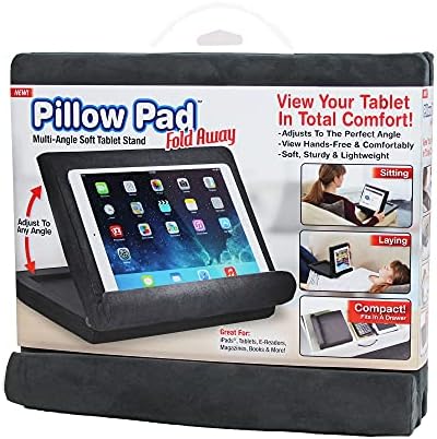 Ontel Pillow Pad Fold Away Multi-Angle Soft Tablet Stand, Gray