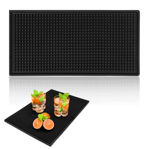 WUSJCOF Tappetino da Bar 1 Pezzo,Resistente al Calore e Antiscivolo,in Gomma,Scolapiatti,Macchina Caffe,Cucina,Accessori,per Banconi,Caffetteria,Ristoranti (30 x 15 cm) (Nero)