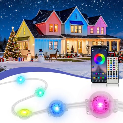 XINKAITE 300ft Permanent Outdoor Lights for House 2025 Eave Lighting with App/Remote Control IP67 Waterproof smartlight for Christmas Halloween Holiday Party Daily(2 Rolls 150FT)
