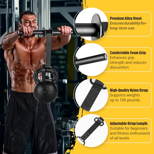 Forearm Strengthener and Wrist Roller, 43.3 in Or 51.2 in Ultra-Strong Nylon Webbing Wrist & Forearm Blaster with Quick Locking Mechanism, Durable Anti-Slip Grip Handles for Forearm Strength Training - Thumbnail 2