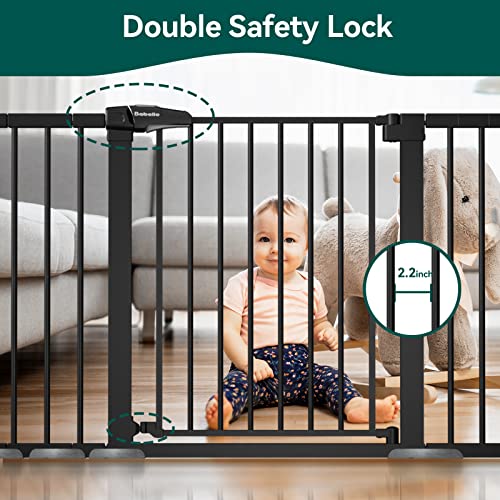 Mom's Choice Award Winner-Babelio 29-55 Inch Extra Wide Baby Gate, Metal Dog Gate, Pressure Mounted Pet Gate For Stairs & Doorways, No Tools Needed No Drilling, With Y Threaded Spindle Rods, Black #TOP3