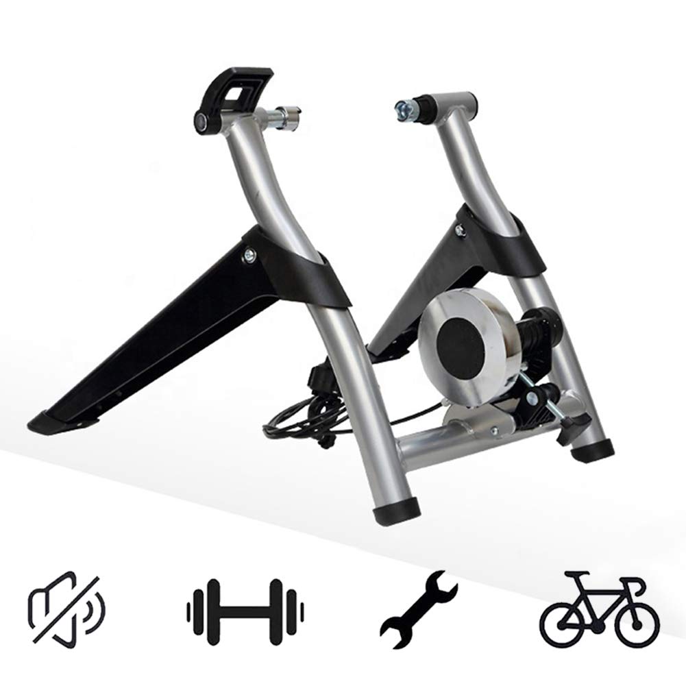 POEO Bike Trainer Stand, Indoor Bicycle Magnetic Trainer Stand with Quick Release Wheel Block & 7 Level Resistance, Suitable for Mountain and Road Bikes,Indoor Cycling,Black