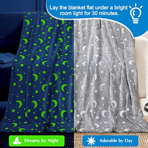 Lhmtqvk 60×70 '' Throw Blanket, Glow In The Dark Blanket, Soft Kids Blanket Unicorn Blanket Chunky Blanket Plush Throw Blankets For All Season (Star-Moon) #TOP2