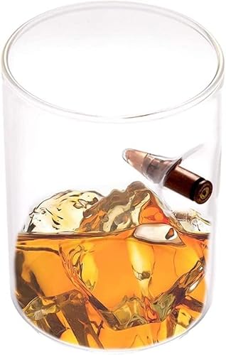 BERNOI Vasos de Whisky/Vasos de Cristal soplado A Mano/Vasos de Bala de Vidrio de borosilicato Alto/Copa de Vino Transparente Resistente A Altas temperaturas/Mejor Regalo para un Hombre (B)
