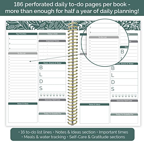 Bloom Daily Planners Bound To Do List Book - Undated Daily Planning System Tear Off Calendar Pages - 6" X 8.25" - Rustic Blooms #TOP1