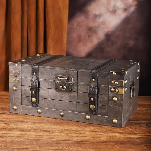 Boîte à bijoux décorative en bois artisanal avec fermoir rétro de sécurité