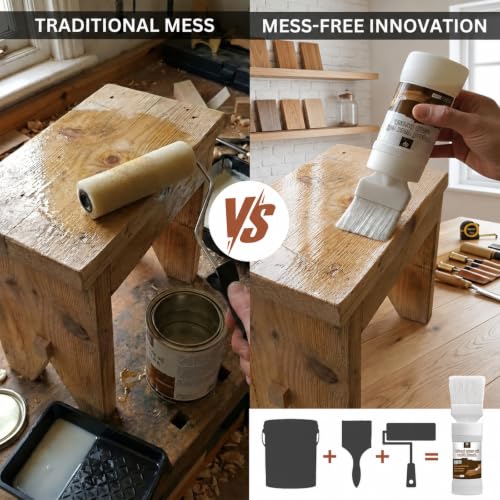 Image of Polyurethane Clear Wood Varnish 6.35 Oz, Water Based Sealer for Wood | Fast drying satin varnish. Works on furniture and small woodcrafts, provides long-lasting clear protective coating.