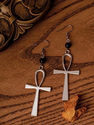 Sacina Gothic Ankh Earrings, Cross Dangle Earrings, Goth Earrings, Halloween Christmas New Year Jewelry Gift for Women, Men4